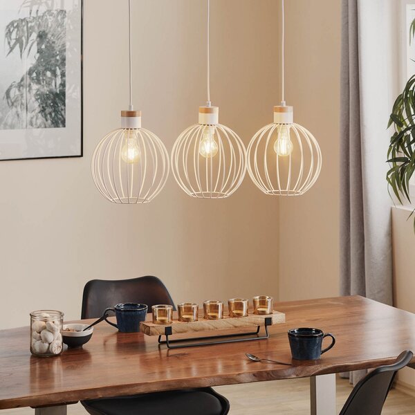 EMIBIG LIGHTING Lampă suspendată Barbado, 3 becuri, alb, reglabil, Alb, Camera de zi / sufragerie, Metal, Modern