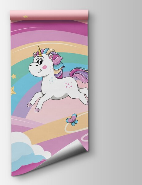 Fototapet Un desen animat unicorni și un curcubeu, Fototapet copii, Fototapet populare, u98583 - Tapeko.ro