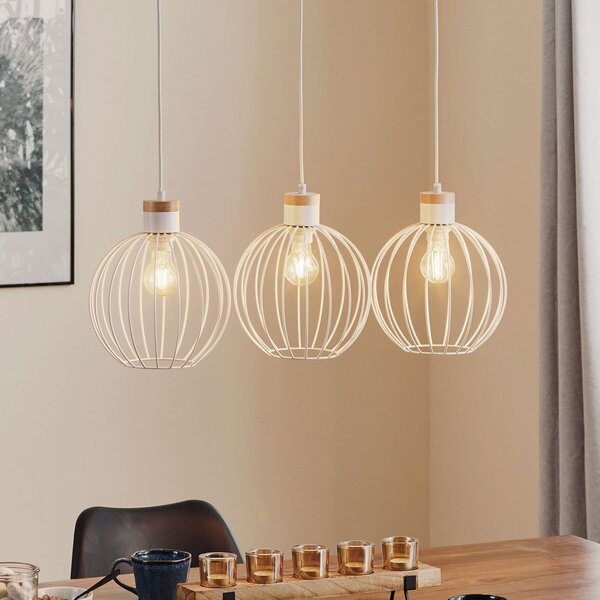 EMIBIG LIGHTING Lampă suspendată Barbado, 3 becuri, alb, reglabil, Alb, Camera de zi / sufragerie, Metal, Modern