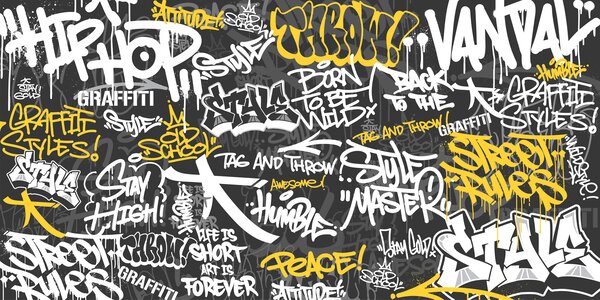 Fototapet Un graffiti negru și galben, Fototapet adolescenți, Fototapet populare, u98895 - Tapeko.ro