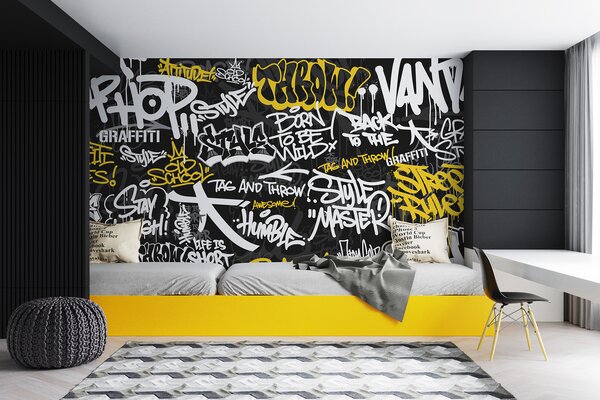 Fototapet Un graffiti negru și galben, Fototapet adolescenți, Fototapet populare, u98895 - Tapeko.ro