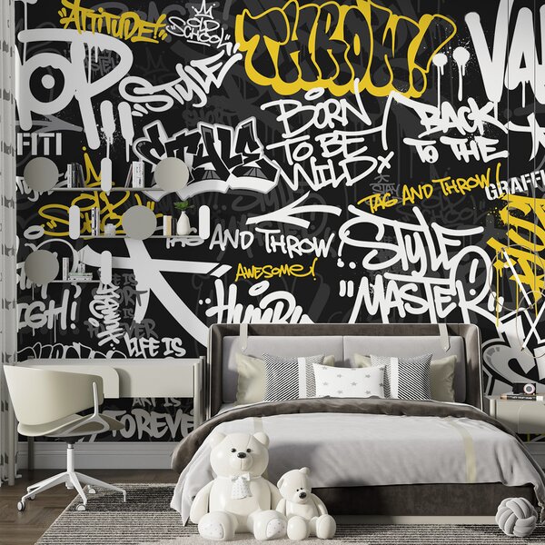 Fototapet Un graffiti negru și galben, Fototapet adolescenți, Fototapet populare, u98895 - Tapeko.ro
