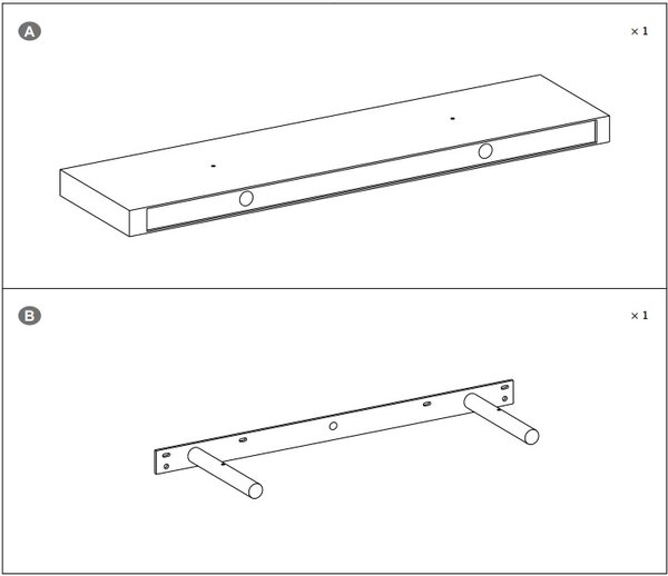 Raft de perete, Vasagle, LWS28W, Alb, 80 x 20 x 3.8 cm