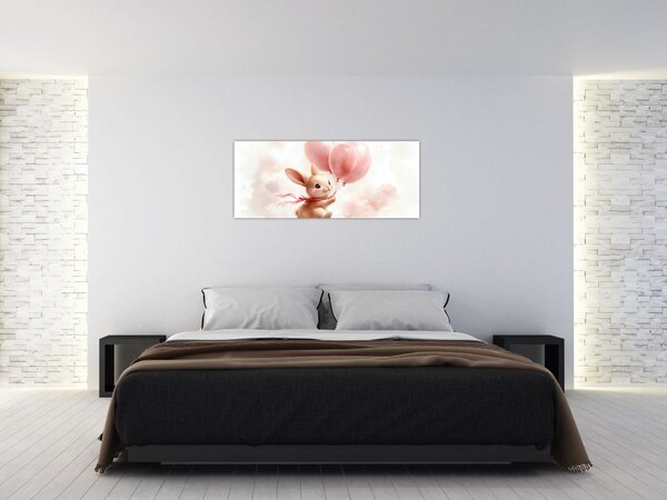 Tablou - Iepuraș cu Baloane (120x50 cm)