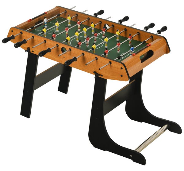 HOMCOM Masă de baby-foot pliabilă din MDF, 2 mingi incluse, ideală pentru joacă acasă, design lemn/negru, 98x42x62 cm | Aosom Romania