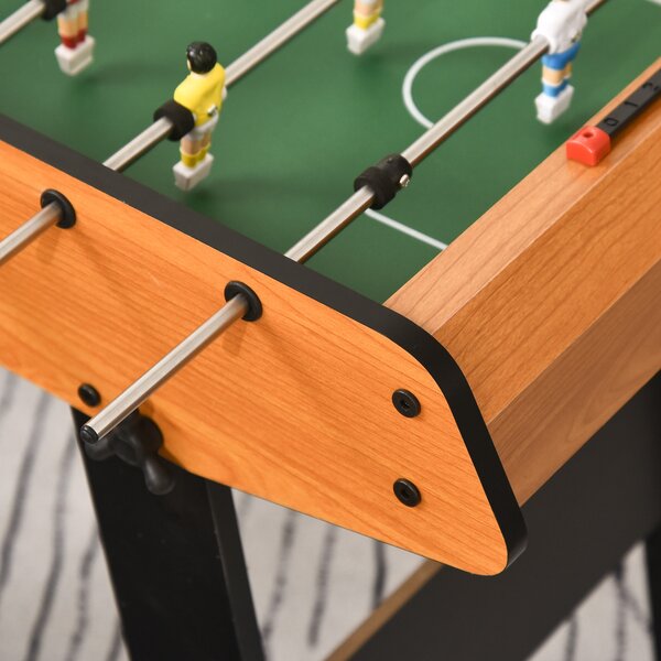 HOMCOM Masă de baby-foot pliabilă din MDF, 2 mingi incluse, ideală pentru joacă acasă, design lemn/negru, 98x42x62 cm | Aosom Romania
