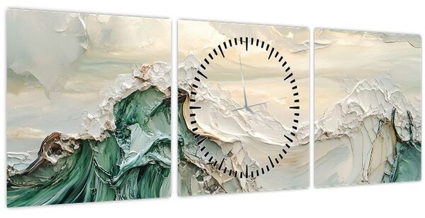 Tablou - Abstracție Marină 3D (cu ceas) (90x30 cm)
