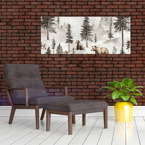 Tablou - Pădure cu Urși (120x50 cm)