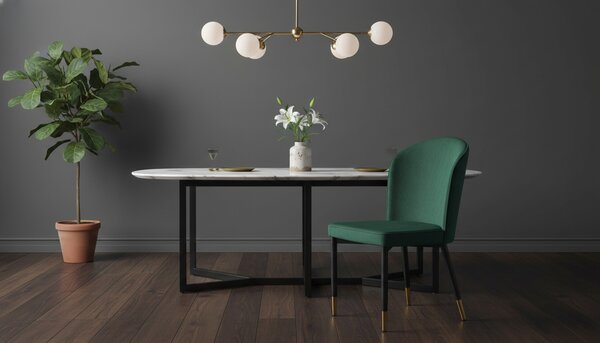 Scaun K446, verde/negru, stofa catifelata/metal, 51x55x86 cm