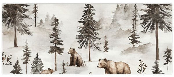 Tablou - Pădure cu Urși (120x50 cm)
