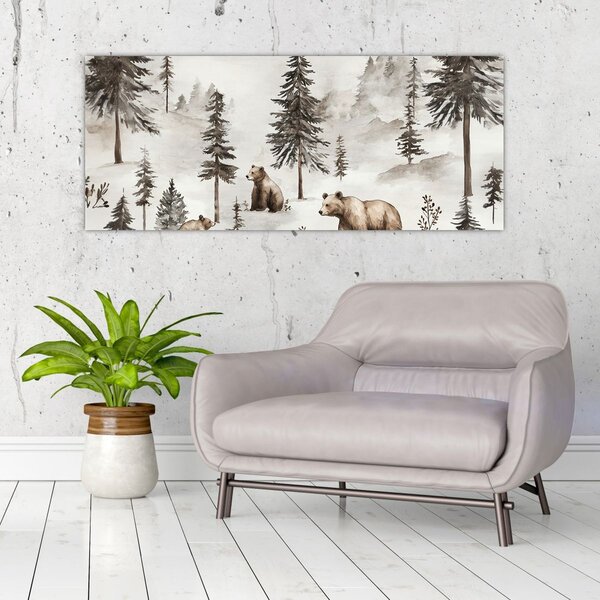 Tablou - Pădure cu Urși (120x50 cm)
