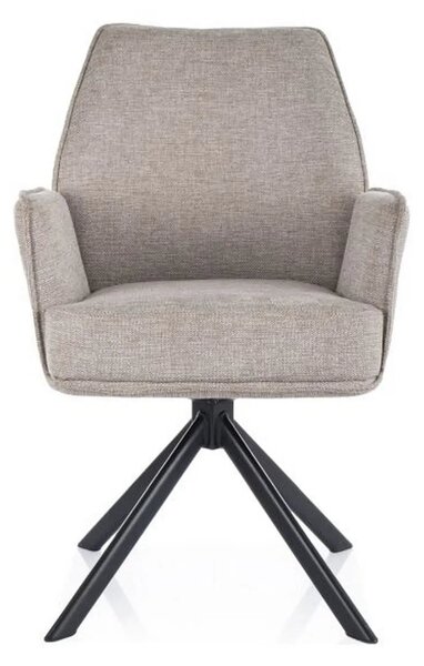 Scaun rotativ HUGO, bej/negru, stofa clasica/metal, 58x46x90 cm
