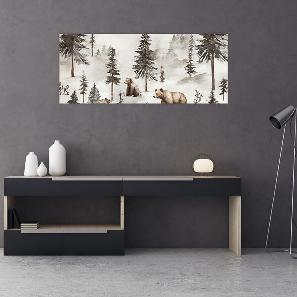 Tablou - Pădure cu Urși (120x50 cm)