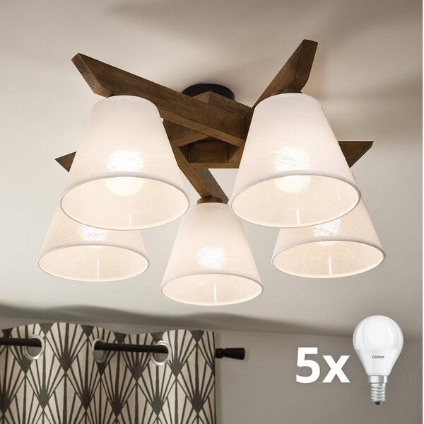 Lustră LED aplicată Brilagi ANTHONY 5xE14/40W/230V stejar nuc/alb