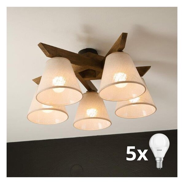 Lustră LED aplicată Brilagi ANTHONY 5xE14/40W/230V stejar nuc/bej