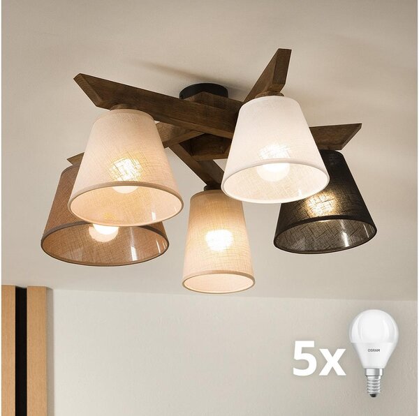 Lustră LED aplicată Brilagi ANTHONY 5xE14/40W/230V stejar nuc
