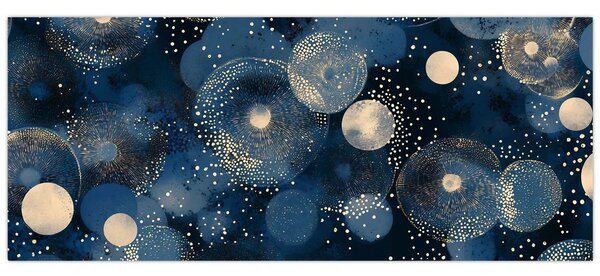 Tablou - Inele Albastru-Aurii (120x50 cm)