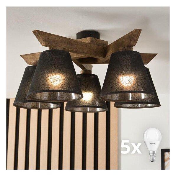 Lustră LED aplicată Brilagi ANTHONY 5xE14/40W/230V stejar nuc/negru