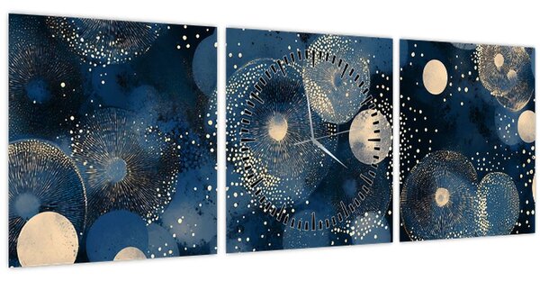 Tablou - Inele Albastru-Aurii (cu ceas) (90x30 cm)