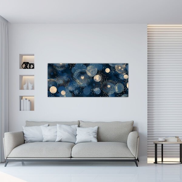 Tablou - Inele Albastru-Aurii (120x50 cm)