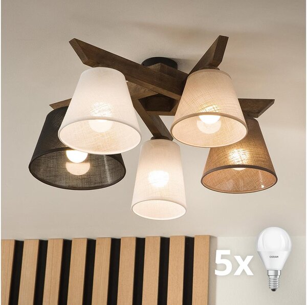 Lustră LED aplicată Brilagi ANTHONY 5xE14/40W/230V stejar nuc