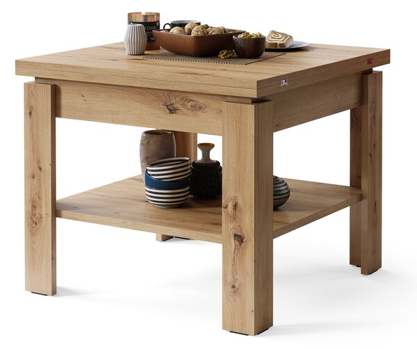 Mazzoni LEO Stejar Artisan - MASĂ COMPACTĂ CU BLAT EXTENSIBIL MĂSUȚĂ DE CAFEA