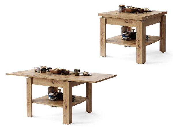 Mazzoni LEO Stejar Artisan - MASĂ COMPACTĂ CU BLAT EXTENSIBIL MĂSUȚĂ DE CAFEA