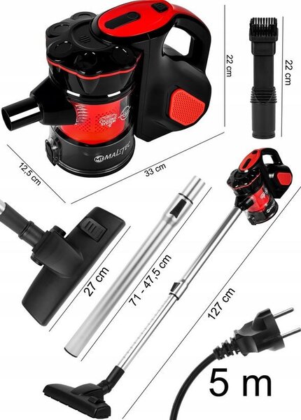 Aspirator vertical, Turbo Cyclone, 600W, 5 in1, rezervor 0,5L, 220-240V, MalTec, 108023