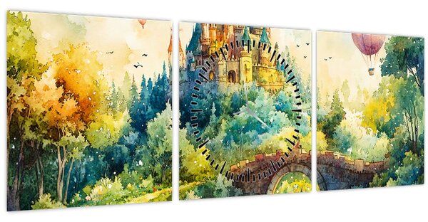 Tablou - Castel de Poveste (cu ceas) (90x30 cm)