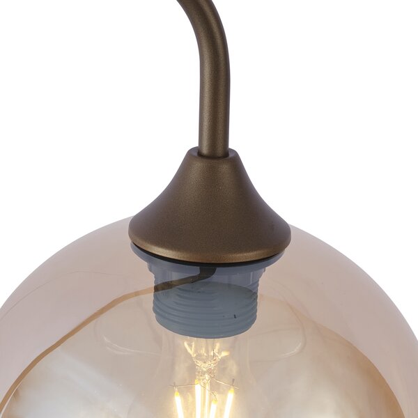 Lampă de podea Art Deco bronz închis cu sticlă ambră - Sandra