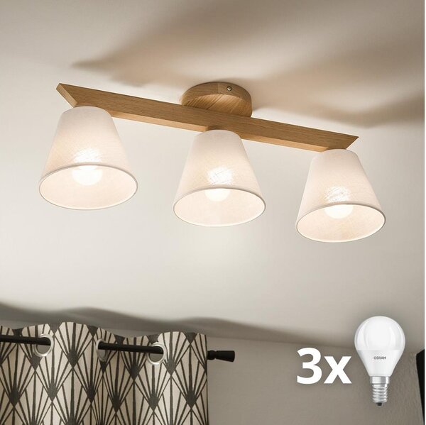 Lustră aplicată Brilagi ANTHONY 3xE14/40W/230V stejar/alb