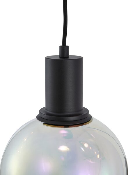 Lampă suspendată de design neagră cu sticlă curcubeu rotundă cu 3 lumini - Mallon