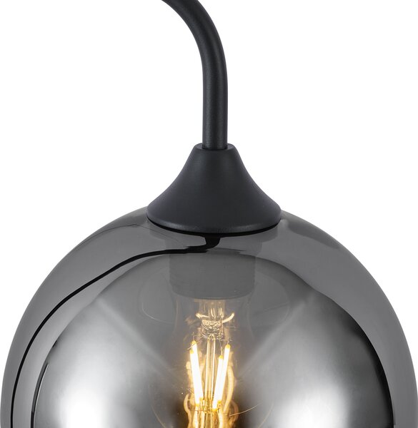 Lampă de podea Art Deco neagră cu sticlă fumurie - Sandra