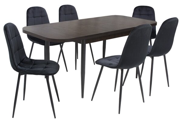 Set masă extensibilă Viena Wenge cu 6 Scaune Gya Negru
