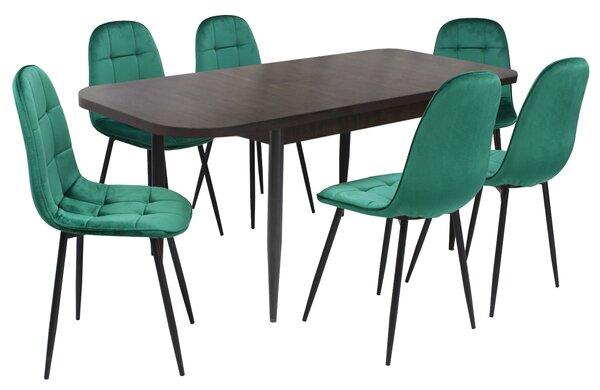 Set masă extensibilă Viena Wenge cu 6 Scaune Gya Verde