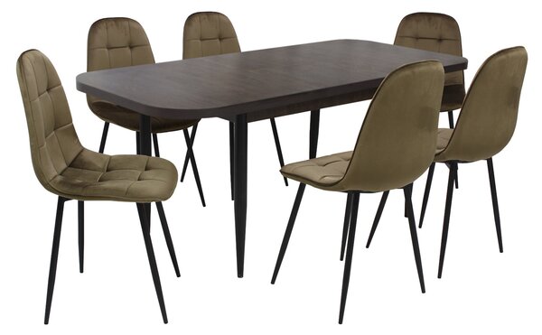 Set masă extensibilă Viena Wenge cu 6 Scaune Gya Maro