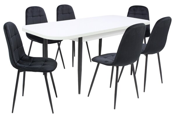 Set masă extensibilă Viena Albă cu 6 Scaune Gya Negru