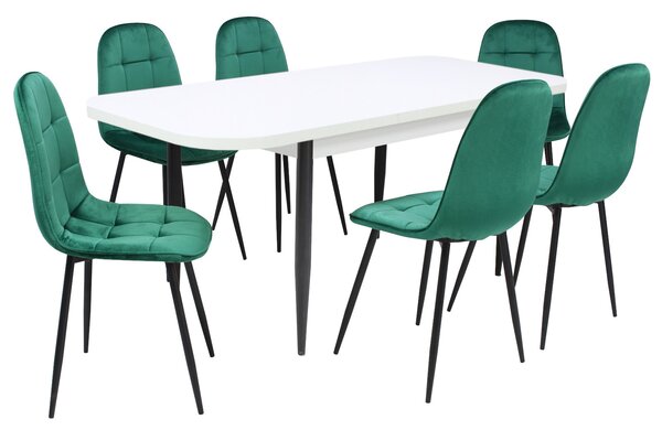Set masă extensibilă Viena Albă cu 6 Scaune Gya Verde