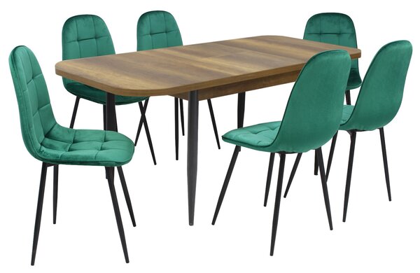 Set masă extensibilă Viena Nuc cu 6 Scaune Gya Verde