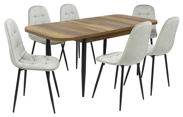 Set masă extensibilă Viena Nuc cu 6 Scaune Gya Gri