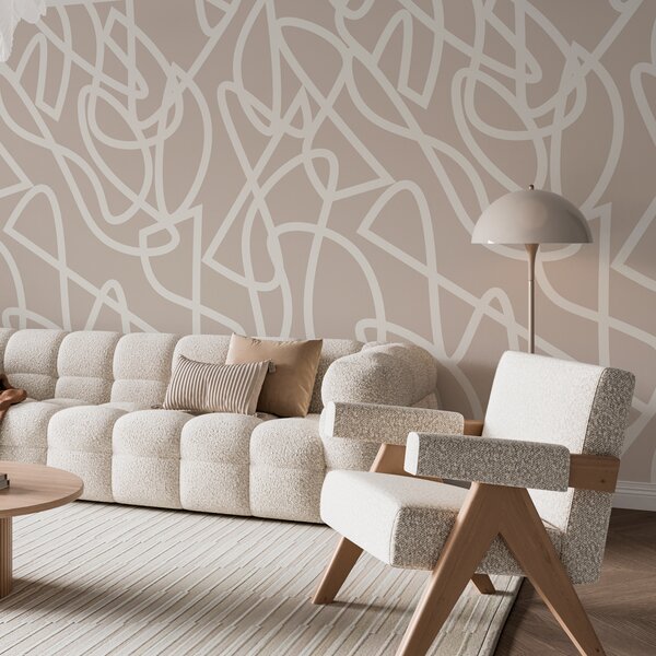 Fototapet O linii albe pe un fundal bej, Fototapet abstracte, Fototapet populare, u99097 - Tapeko.ro