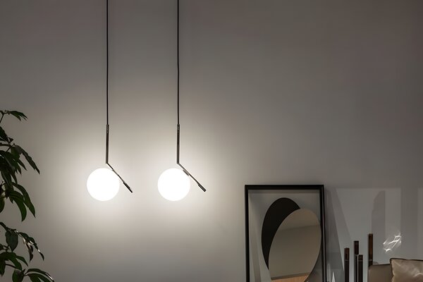 Lampă de tavan suspendata din sticlă aurie alba G107-1W BLACK WHITE