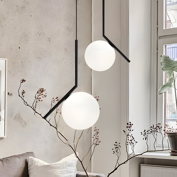 Lampă de tavan suspendata din sticlă aurie alba G107-1W BLACK WHITE