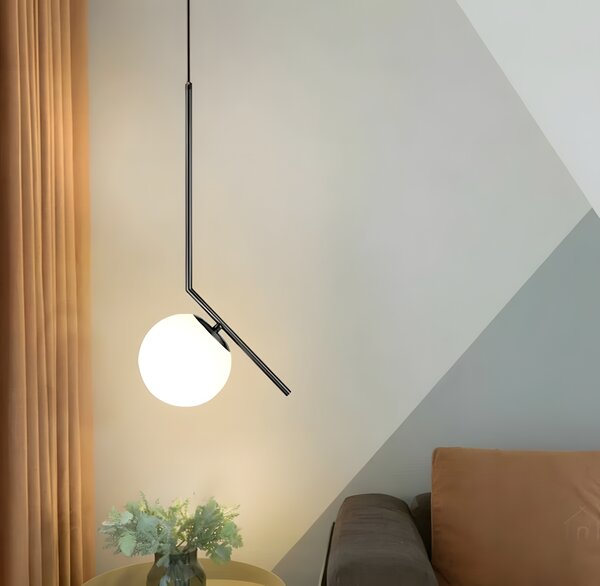 Lampă de tavan suspendata din sticlă aurie alba G107-1W BLACK WHITE