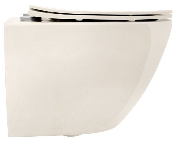 Rea Carlo Mini, vas de toaletă suspendat 495x370x355mm + capac WC, Ecru, REA-C5500