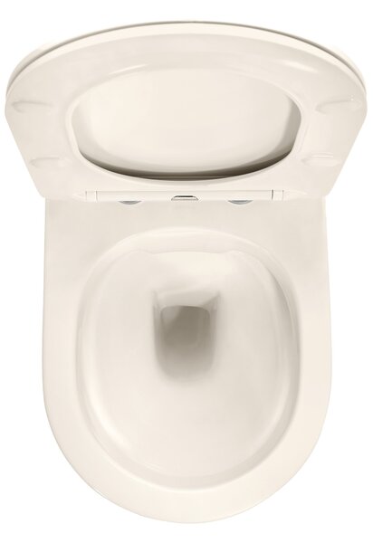 Rea Carlo Mini, vas de toaletă suspendat 495x370x355mm + capac WC, Ecru, REA-C5500