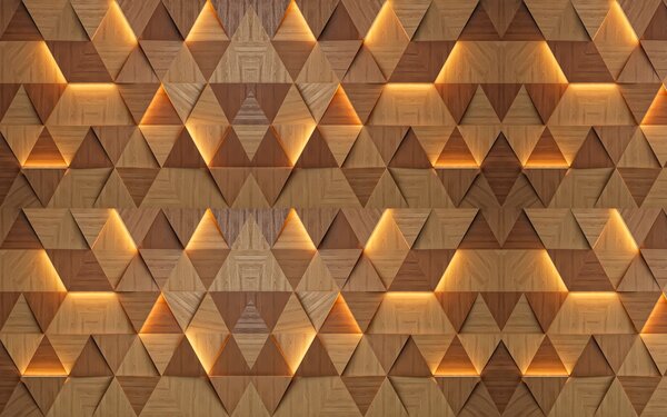 Fototapet Un perete cu un model de triunghiuri, Fototapet geometric 3D, Fototapet populare, u99280 - Tapeko.ro