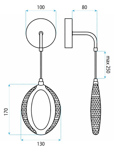 Toolight Toolight, aplică LED de perete G175-W, auriu lucios, OSW-07819