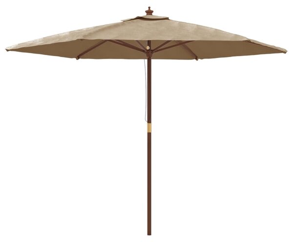 Umbrelă de soare de grădină stâlp de lemn, gri taupe, 299x240cm