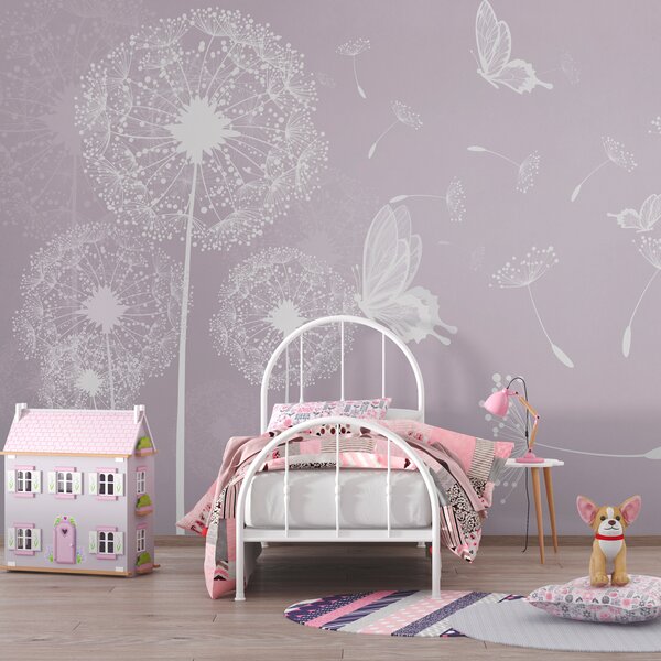 Tapet Păpădii delicate cu fluturi mov, Fototapet Flori, u99597v2 : Uwalls.ro